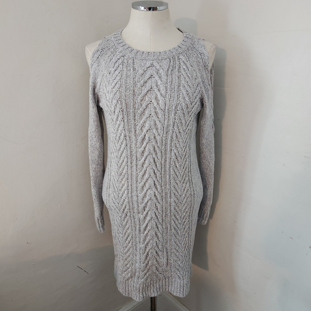 LOFT Silver Gray Cold Shoulder Sweater Dress‎ Women's Size Small